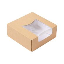BOITE A PATISSERIE/CAKE/SUSHI CARTON BRUN/BLANC FENETRE OPP -100X100X40MM (8X50) photo du produit