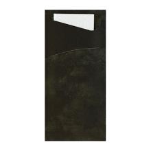 SACCHETTO NOIR 8.5X19CM + SERVIETTE PAP. BLANC - 2PLIS (5X100) photo du produit