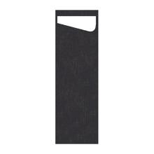 SACCHETTO SLIM NOIR 7.5X23CM + SERVIETTE DUNISOFT AIRLAID BLANCHE (4X60) photo du produit
