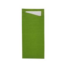 SACCHETTO LEAF GREEN 8.5X19CM + SERVIETTE PAP. BLANC - 2PLIS (5X100) photo du produit