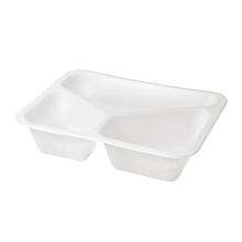 ASSIETTE MENU BIOPLASTIC BLANC 227X178X50MM - 3 COMP. - 530/325/235ML (1X216) photo du produit
