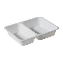 ASSIETTE MENU RCPET BLANC 225X175X43MM - 2 COMP. - 655/455ML (1X300) photo du produit