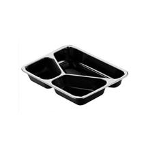 ASSIETTE MENU CPET NOIR 225X175X34MM - 3 COMP. - 430/225/165ML (1X250) photo du produit