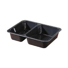 ASSIETTE MENU CPET NOIR CARBONFREE 225X175X43MM - 2 COMP. - 655/455ML (1X300) photo du produit