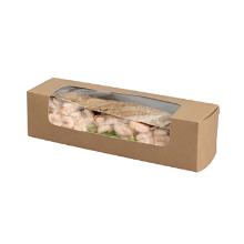 BAGUETTE BOX KRAFT BRUN/BLANC AVEC FENÊTRE PLA 265X70X70MM (1X400) photo du produit