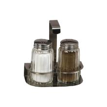 PEPER-EN ZOUTVAT GLAS IN HOUDER INOX 18/10 (1) artikelfoto