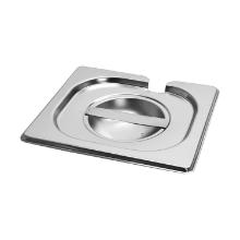 COUVERCLE INOX 18/8 POUR BAC GASTRONORM INOX 1/2 AVEC TROU POUR LOUCHE (1) photo du produit