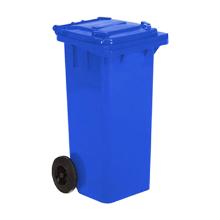 CONTENEUR A DECHETS 120L COUVERCLE PLAT 2 ROUES BLEU 48X55X94CM (1) photo du produit