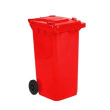 CONTENEUR A DECHETS 240L COUVERCLE PLAT 2 ROUES ROUGE 58X74X107CM (1) photo du produit