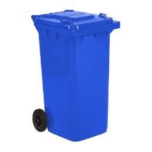 CONTENEUR A DECHETS 240L COUVERCLE PLAT 2 ROUES BLEU 58X74X107CM (1) photo du produit