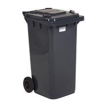 CONTENEUR A DECHETS 240L COUVERCLE PLAT 2 ROUES GRIS FONCE 58X74X107CM (1) photo du produit