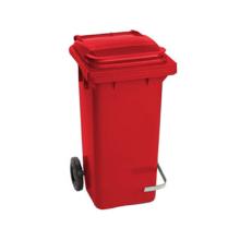 CONTENEUR A DECHETS 120L A PEDALE INOX ROUGE 48X55X94CM (1) photo du produit
