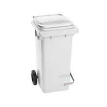 CONTENEUR A DECHETS 120L AVEC PEDALE EN INOX BLANC 48X55X94CM (1) photo du produit