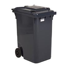 CONTENEUR A DECHETS 360L COUVERCLE PLAT 2 ROUES GRIS FONCE 60X89X110CM (1) photo du produit