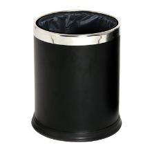POUBELLE A DOUBLE PAROI 10L INOX-NOIR D.22.5X27CM (1) photo du produit
