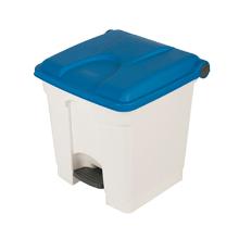 POUBELLE A PEDALE 30L BLANC-COUVERCLE BLEU 39.8X41X43.5CM (1) photo du produit