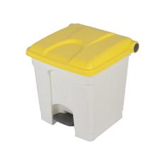 POUBELLE A PEDALE 30L BLANC-COUVERCLE JAUNE 39.8X41X43.5CM (1) photo du produit