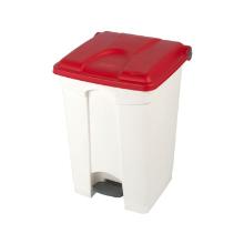 POUBELLE A PEDALE 45L BLANC-COUVERCLE ROUGE 39.8X41X60CM (1) photo du produit