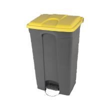 POUBELLE A PEDALE 90L GRIS-COUVERCLE JAUNE 50X41.2X82CM (1) photo du produit