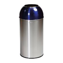 POUBELLE 40L DOME OUVERT STAINLESS STEEL BLEU D.35X74CM (1) photo du produit