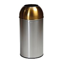 POUBELLE 40L DOME OUVERT STAINLESS STEEL JAUNE D.35X74CM (1) photo du produit