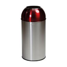 POUBELLE 40L DOME OUVERT STAINLESS STEEL ROUGE D.35X74CM (1) photo du produit