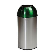 POUBELLE 40L DOME OUVERT STAINLESS STEEL VERT D.35X74CM (1) photo du produit