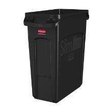 AFVALBAK SLIM JIM 60L MET LUCHTSLEUVEN RUBBERMAID ZWART 55.8X27.9X63.5CM (1) artikelfoto