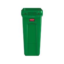 AFVALBAK SLIM JIM 60L MET LUCHTSLEUVEN RUBBERMAID GROEN 55.8X27.9X63.5CM (1) artikelfoto