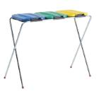 SUPPORT SAC POUBELLE TRIO-COUVERCLES BLEU,VERT ET JAUNE 96X42X82CM (1) photo du produit