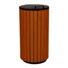 POUBELLE EXTERIEUR METAL 33L ALU LOOK BOIS/ANTRHACITE D.49X86CM (1) photo du produit