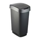 POUBELLE TWIST 50L NOIR/ARGENT 29.8X40.1X60.2CM (1) photo du produit