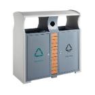 POUBELLE D'EXTERIEUR 2 COMP. GRIS +COMP. BAT. AVEC TOIT 2X39L 100X40X100CM (1) photo du produit