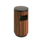 POUBELLE EXTERIEUR METAL 33L ALU LOOK BOIS/NOIR D.40X75.5CM (1) photo du produit