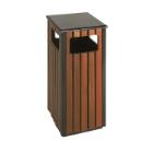 POUBELLE EXTERIEUR METAL 36L V-PART ALU LOOK BOIS/NOIR 35X35X81CM (1) photo du produit