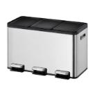 PEDAALEMMER ESSENTIAL SPLITTED RECYCLING 3X10L EKO MAT RVS 59.5X32.1X37.1CM (1) artikelfoto