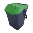 POUBELLE EASYMAX 45L GRIS AVEC COUVERCLE ET POIGNEE VERT 39.5X38.5X50.1CM (1) photo du produit