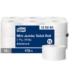 PAPIER TOILETTE TORK ADVANCED MINI JUMBO 2PLIS 170M T2 (12) photo du produit