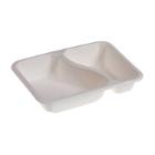 ASSIETTE MENU BP CANNE A SUCRE BLANC 227X178X45MM - 2 COMP. - 640/410ML (2X125) photo du produit