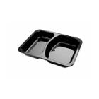 ASSIETTE MENU PP INJECTE NOIR 228X178X45MM - 2 COMP. 500/630ML (1X240) photo du produit