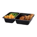 ASSIETTE MENU RCPET NOIR 225X175X43MM - 2 COMP. - 655/455ML (1X300) photo du produit