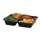 ASSIETTE MENU RCPET NOIR 225X175X43MM - 3 COMP. - 525/275/205ML (1X300) photo du produit