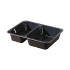 ASSIETTE MENU CPET NOIR CARBONFREE 225X175X43MM - 2 COMP. - 655/455ML (1X300) photo du produit