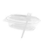 SALADIER AVEC FOURCH. ET COUV. A CHARNIERE APET TRSP 178X115X48MM-350ML (1X400) photo du produit