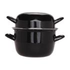 CASSEROLE A MOULES HORECA AVEC COUVERCLE NOIR POUR 1.2KG - D.180MM 2.8L (1) photo du produit