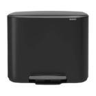 POUBELLE A PEDALE 11+23L MAT NOIR AVEC 2 SEAU INTER.LASTIC 54X36.3X54CM (1) photo du produit