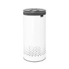MANNE A LINGE 35L BLANC AVC COUVERCLE GRIS FONCE 30X63.5CM (1) photo du produit