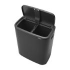 POUBELLE BO TOUCH BIN 2X30L BRABANTIA NOIR MAT AVEC 2 SEAU INTERIER PLAST. (1) photo du produit