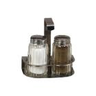 PEPER-EN ZOUTVAT GLAS IN HOUDER INOX 18/10 (1) artikelfoto