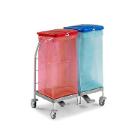 SUPPORT SAC DUST 2X70L AVEC ROUES ET PEDALES AVEC COUVERCLE BLEU ET ROUGE (1) photo du produit